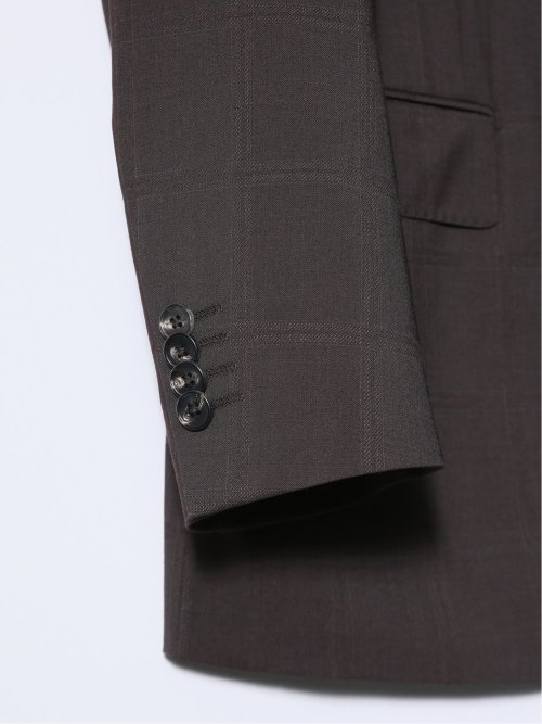 マルゾット/Marzotto ウール混 レギュラーフィット 2ボタン3ピーススーツ シャドーチェック茶