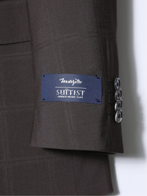 マルゾット/Marzotto ウール混 レギュラーフィット 2ボタン3ピーススーツ シャドーチェック茶