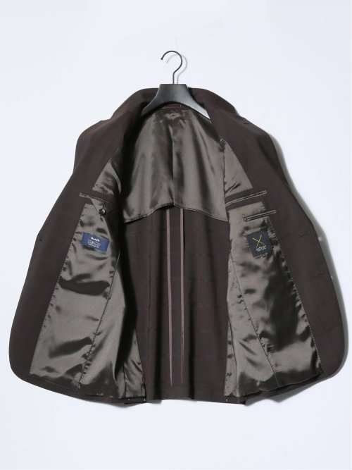 マルゾット/Marzotto ウール混 レギュラーフィット 2ボタン3ピーススーツ シャドーチェック茶