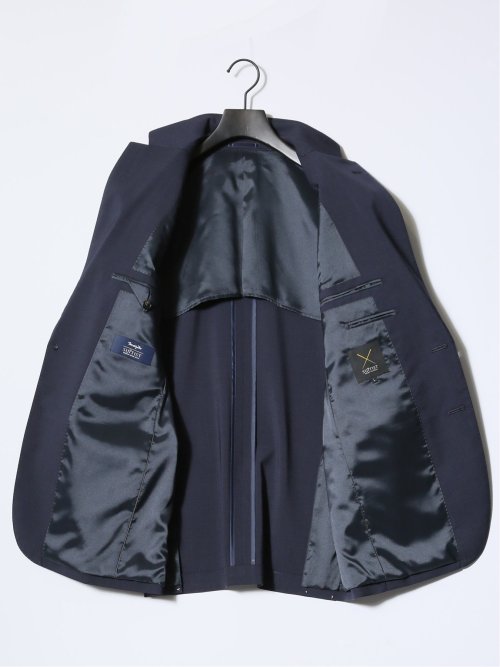 マルゾット/Marzotto ウール混 レギュラーフィット 2ボタン3ピーススーツ チェック紺