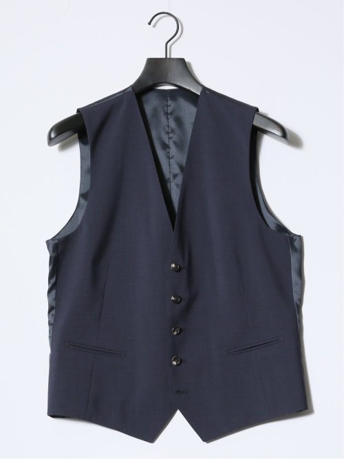 マルゾット/Marzotto ウール混 レギュラーフィット 2ボタン3ピーススーツ チェック紺