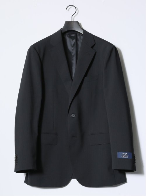 マルゾット/Marzotto ウール混 レギュラーフィット 2ボタン3ピーススーツ シャドーストライプ黒