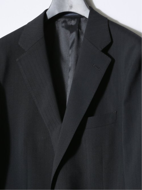 マルゾット/Marzotto ウール混 レギュラーフィット 2ボタン3ピーススーツ シャドーストライプ黒