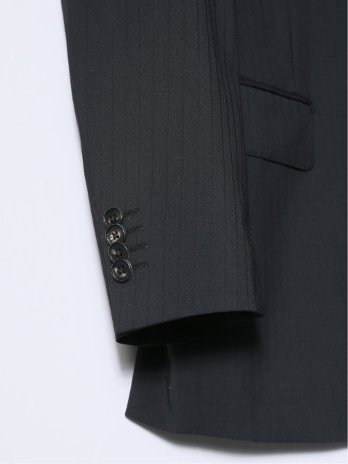 マルゾット/Marzotto ウール混 レギュラーフィット 2ボタン3ピーススーツ シャドーストライプ黒