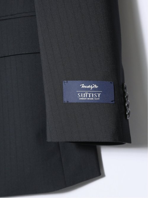 マルゾット/Marzotto ウール混 レギュラーフィット 2ボタン3ピーススーツ シャドーストライプ黒