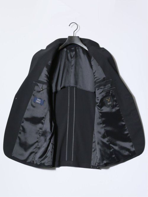 マルゾット/Marzotto ウール混 レギュラーフィット 2ボタン3ピーススーツ シャドーストライプ黒