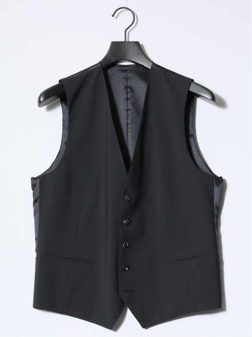 マルゾット/Marzotto ウール混 レギュラーフィット 2ボタン3ピーススーツ シャドーストライプ黒