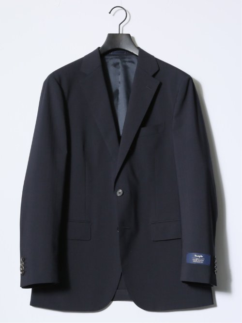 マルゾット/Marzotto ウール混 レギュラーフィット 2ボタン3ピーススーツ シャドーストライプ紺