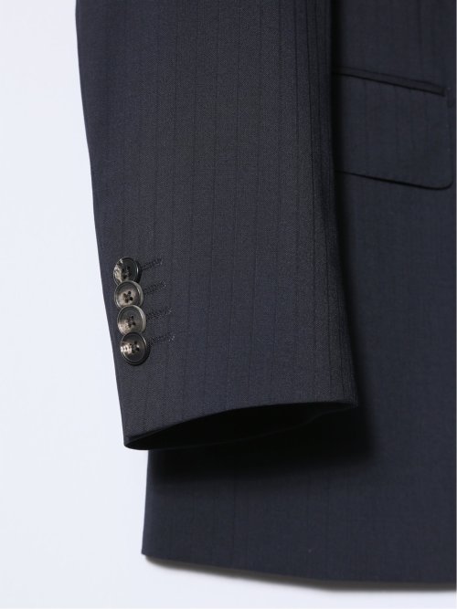 マルゾット/Marzotto ウール混 レギュラーフィット 2ボタン3ピーススーツ シャドーストライプ紺