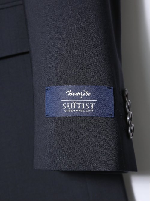 マルゾット/Marzotto ウール混 レギュラーフィット 2ボタン3ピーススーツ シャドーストライプ紺