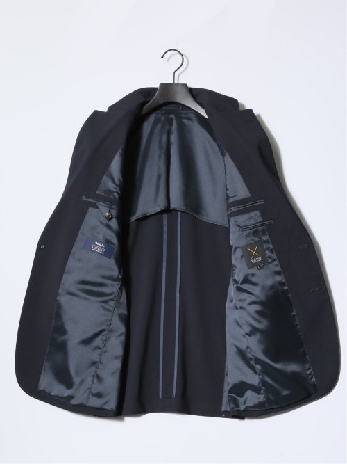 マルゾット/Marzotto ウール混 レギュラーフィット 2ボタン3ピーススーツ シャドーストライプ紺