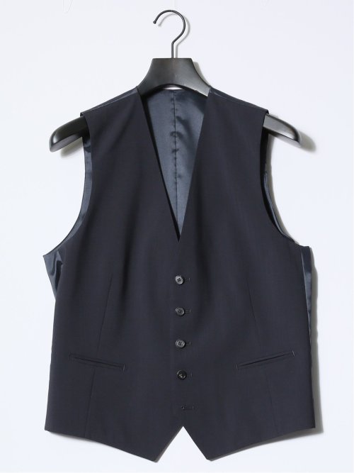 マルゾット/Marzotto ウール混 レギュラーフィット 2ボタン3ピーススーツ シャドーストライプ紺