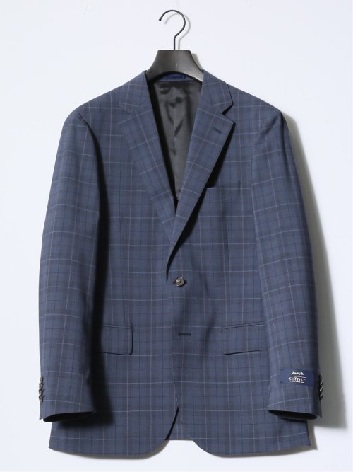 マルゾット/Marzotto ウール混 レギュラーフィット 2ボタン3ピーススーツ チェック青