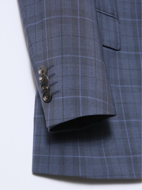 マルゾット/Marzotto ウール混 レギュラーフィット 2ボタン3ピーススーツ チェック青