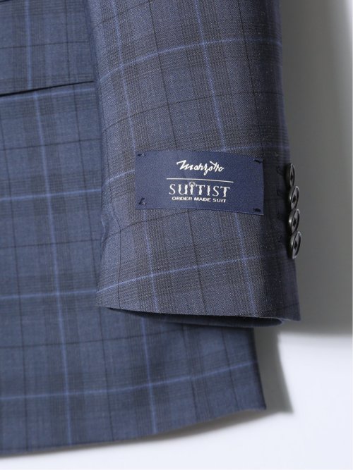 マルゾット/Marzotto ウール混 レギュラーフィット 2ボタン3ピーススーツ チェック青