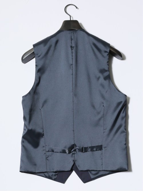 マルゾット/Marzotto ウール レギュラーフィット 2ボタン3ピーススーツ チェック紺