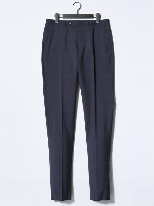 マルゾット/Marzotto ウール レギュラーフィット 2ボタン3ピーススーツ チェック紺