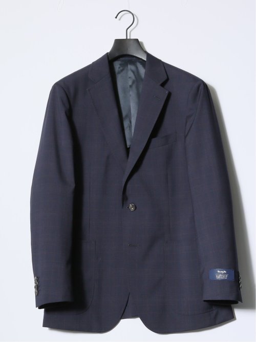 マルゾット/Marzotto ウール レギュラーフィット 2ボタン3ピーススーツ チェック紺