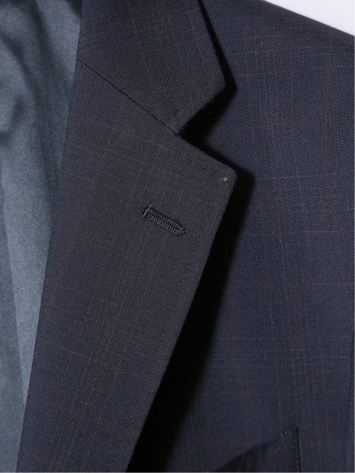マルゾット/Marzotto ウール レギュラーフィット 2ボタン3ピーススーツ チェック紺