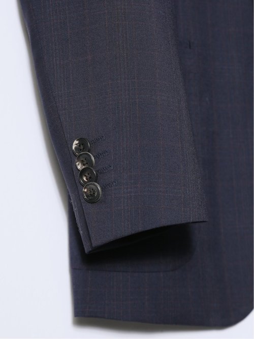 マルゾット/Marzotto ウール レギュラーフィット 2ボタン3ピーススーツ チェック紺