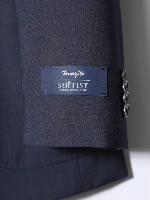 マルゾット/Marzotto ウール レギュラーフィット 2ボタン3ピーススーツ チェック紺