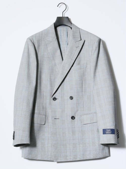 マルゾット/Marzotto ウール レギュラーフィット 2ボタン2ピーススーツ チェックグレー