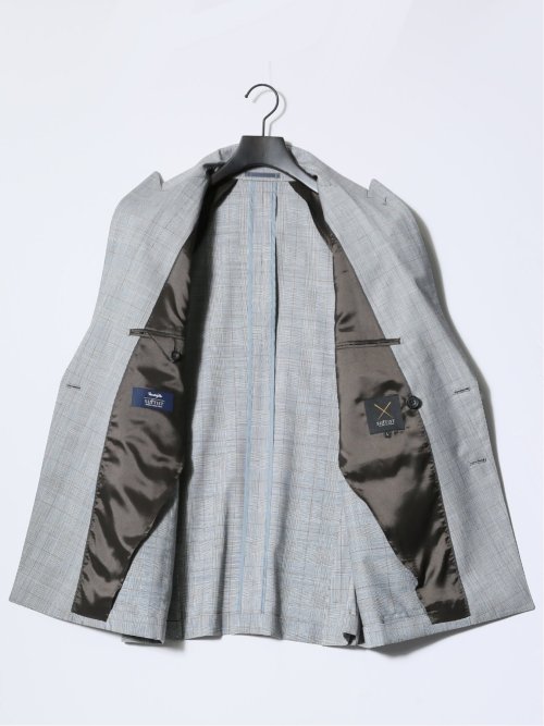 マルゾット/Marzotto ウール レギュラーフィット 2ボタン2ピーススーツ チェックグレー