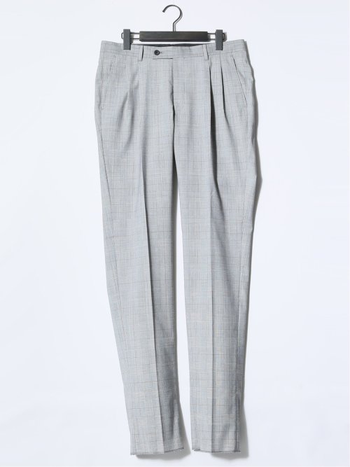 マルゾット/Marzotto ウール レギュラーフィット 2ボタン2ピーススーツ チェックグレー