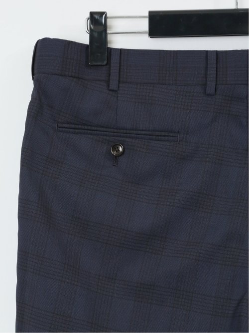 【大きいサイズ】グランバック/GRAND-BACK ウール混 2ボタン2ピーススーツ シャドーチェック紺