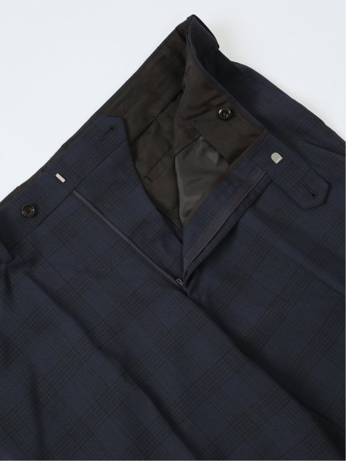 【大きいサイズ】グランバック/GRAND-BACK ウール混 2ボタン2ピーススーツ シャドーチェック紺