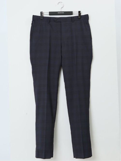 【大きいサイズ】グランバック/GRAND-BACK ウール混 2ボタン2ピーススーツ シャドーチェック紺