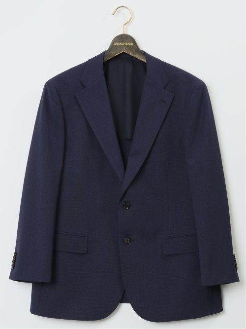 【大きいサイズ】グランバック/GRAND-BACK 2ボタン2ピーススーツ ミニチェック紺