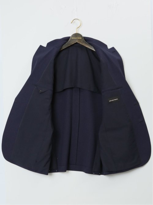 【大きいサイズ】グランバック/GRAND-BACK 2ボタン2ピーススーツ ミニチェック紺