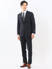 マルゾット ウール混 レギュラーフィット 2ボタン2ピーススーツ チェック紺(セットアップ可能)