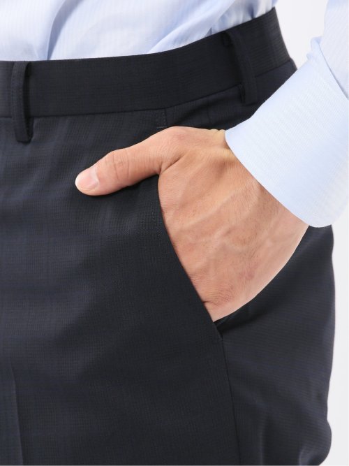 マルゾット ウール混 レギュラーフィット 2ボタン2ピーススーツ チェック紺(セットアップ可能)