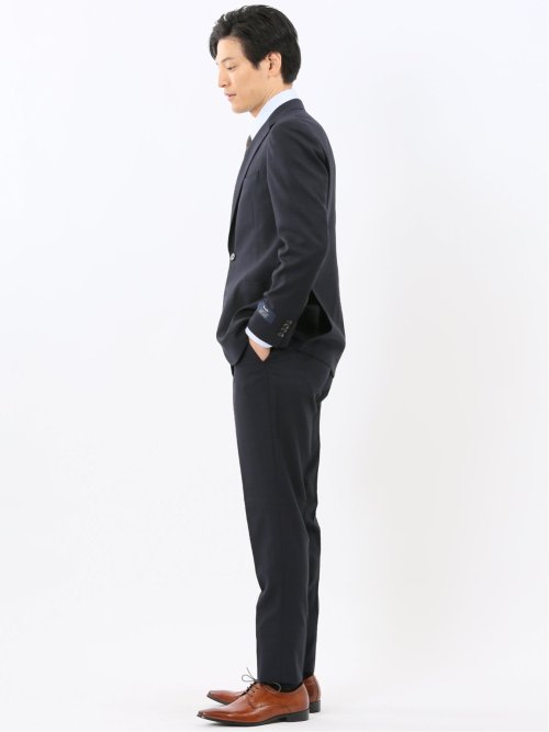 マルゾット ウール混 レギュラーフィット 2ボタン2ピーススーツ チェック紺(セットアップ可能)