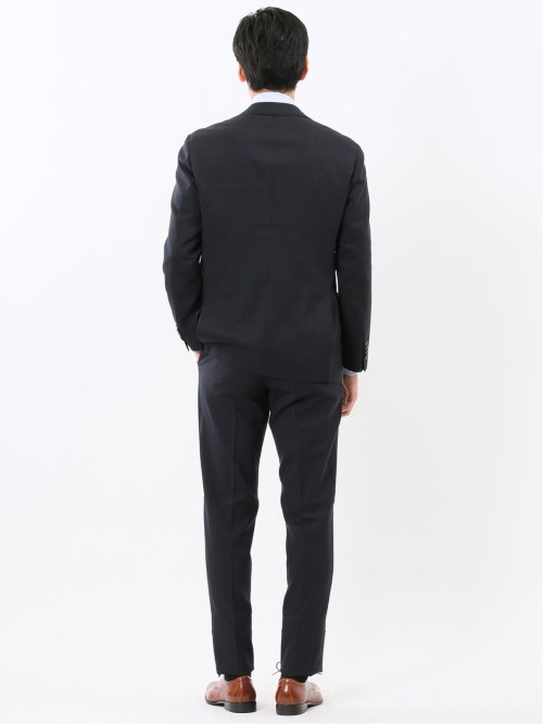 マルゾット ウール混 レギュラーフィット 2ボタン2ピーススーツ チェック紺(セットアップ可能)