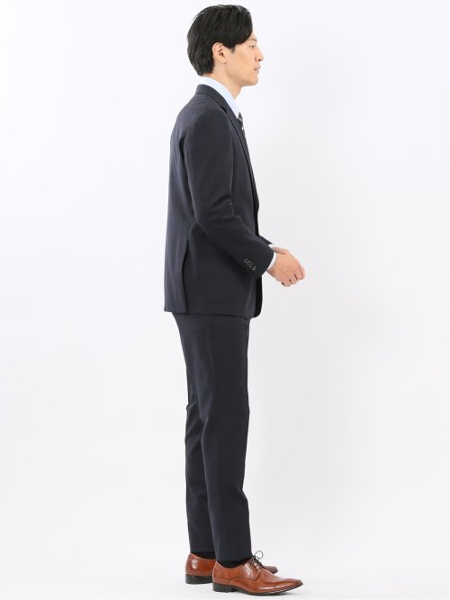 マルゾット ウール混 レギュラーフィット 2ボタン2ピーススーツ チェック紺(セットアップ可能)