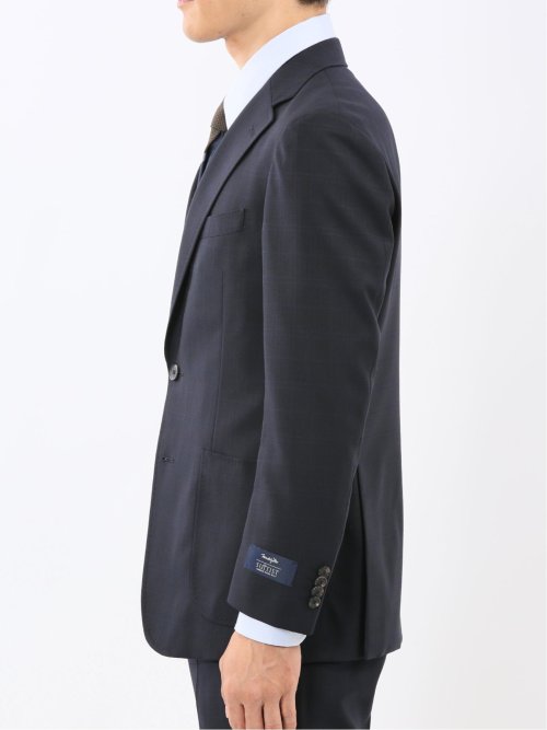 マルゾット ウール混 レギュラーフィット 2ボタン2ピーススーツ チェック紺(セットアップ可能)