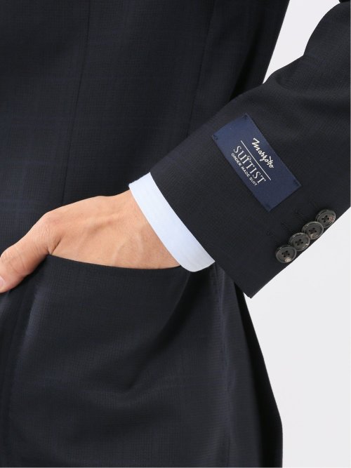 マルゾット ウール混 レギュラーフィット 2ボタン2ピーススーツ チェック紺(セットアップ可能)