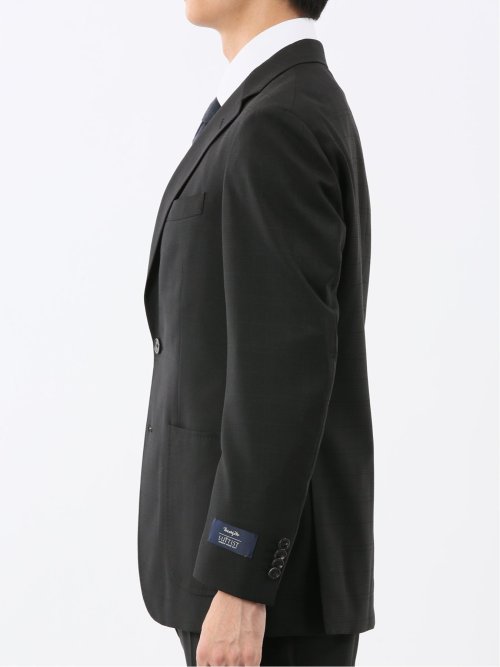 マルゾット ウール混 レギュラーフィット 2ボタン2ピーススーツ シャドーチェック黒(セットアップ可能)