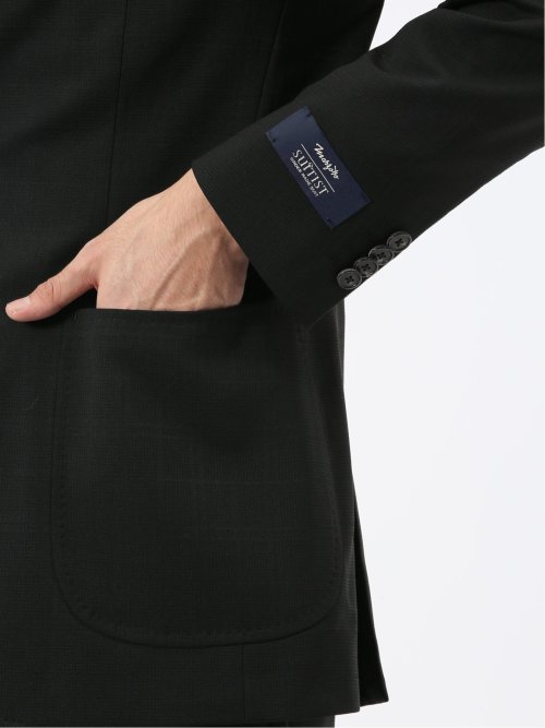 マルゾット ウール混 レギュラーフィット 2ボタン2ピーススーツ シャドーチェック黒(セットアップ可能)