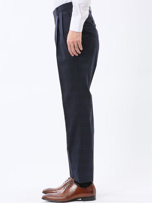 マルゾット ウール混 レギュラーフィット 2ボタン2ピーススーツ チェック紺