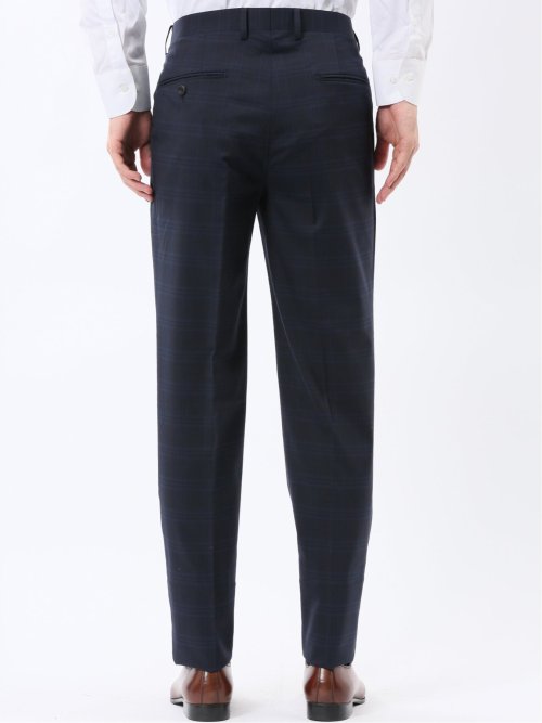 マルゾット ウール混 レギュラーフィット 2ボタン2ピーススーツ チェック紺