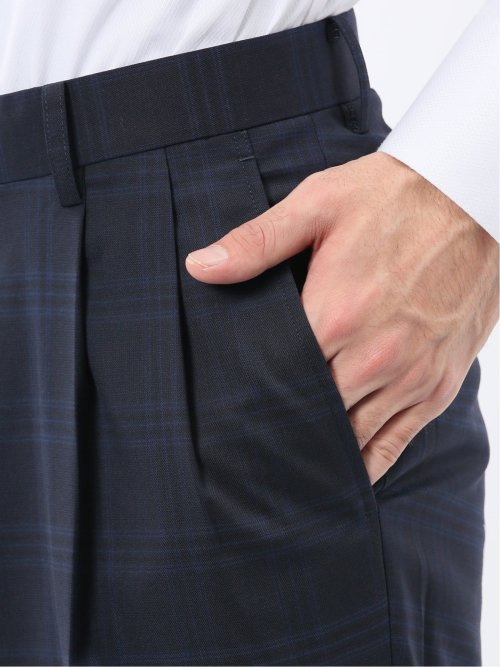 マルゾット ウール混 レギュラーフィット 2ボタン2ピーススーツ チェック紺