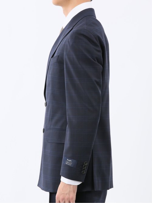 マルゾット ウール混 レギュラーフィット 2ボタン2ピーススーツ チェック紺