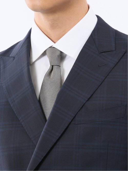 マルゾット ウール混 レギュラーフィット 2ボタン2ピーススーツ チェック紺