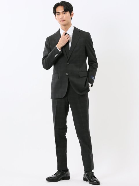 マルゾット ウール混 レギュラーフィット 2ボタン2ピーススーツ チェックグレー(セットアップ可能)