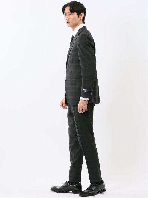 マルゾット ウール混 レギュラーフィット 2ボタン2ピーススーツ チェックグレー(セットアップ可能)