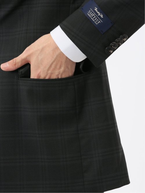 マルゾット ウール混 レギュラーフィット 2ボタン2ピーススーツ チェックグレー(セットアップ可能)